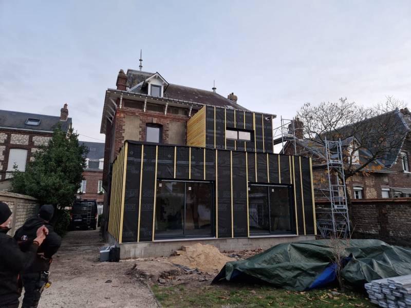 Pose de baie vitrée pour une extension neuve proche de Rouen 76